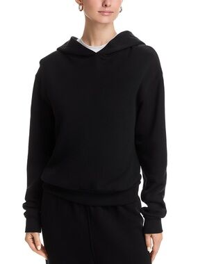 NWT PerfectWhiteTee Heart Fleece Pullover Hoodie True Black Size S
